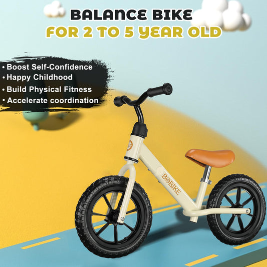 Bobike balance bike white side view highlights lightweight, easy handling.