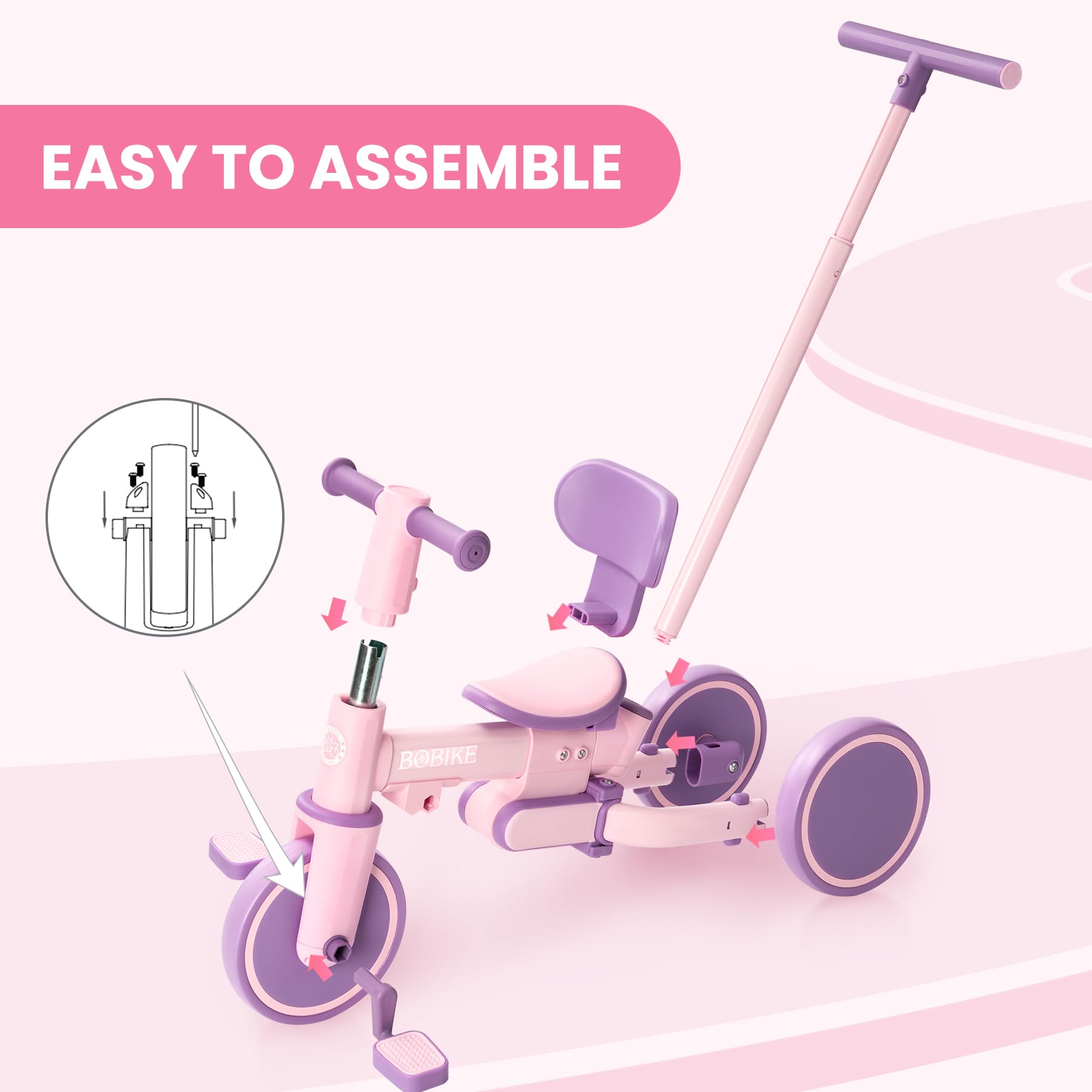 Bobike foldable design enables easy transport and compact storage.
