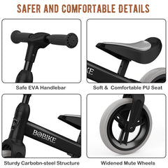 Bobike Toddler Balance Bike adjustable-seat image showing seat range