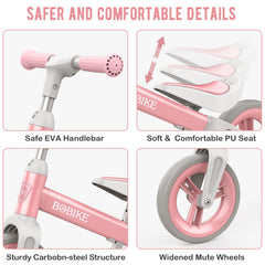 Bobike Toddler Balance Bike adjustable seat demonstrates growth with your child during play