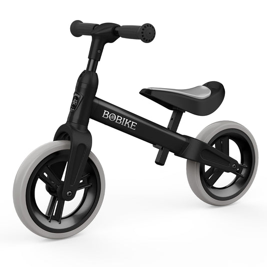 Bobike Toddler Balance Bike front view showing sturdy black frame for early riding