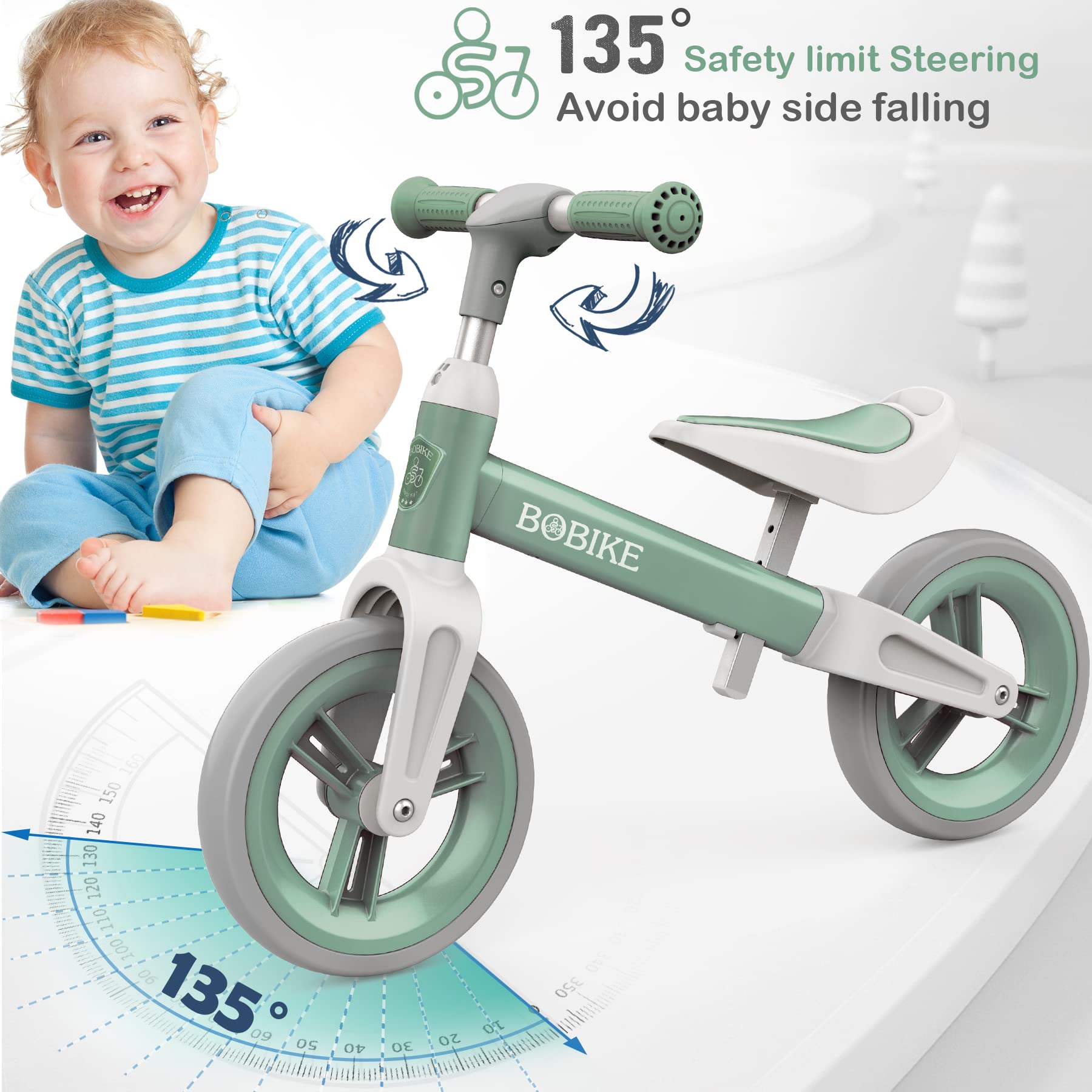 Bobike green balance bike quick and easy assembly for fast setup