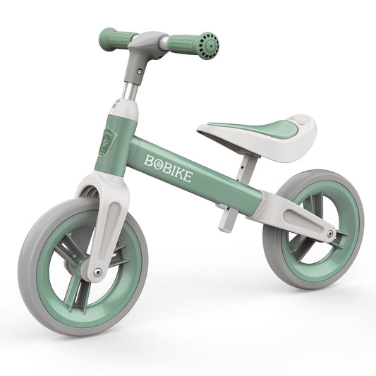Bobike toddler balance bike green front view highlighting balance learning