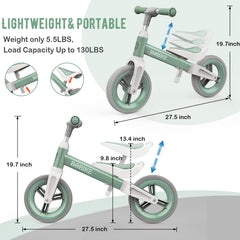 Bobike balance bike green seat adjustment showing growing-with-child comfort