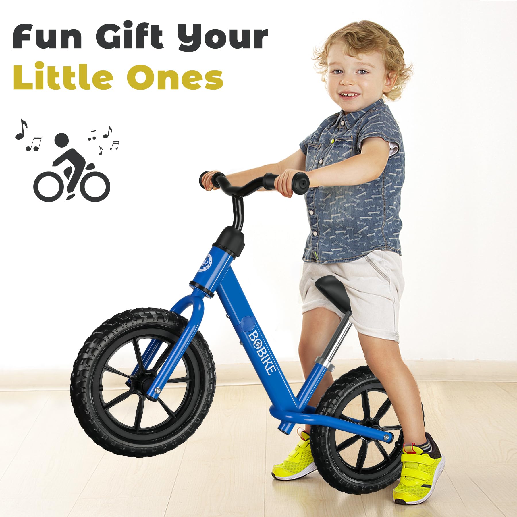 Bobike balance bike suitable for indoor and outdoor play, compact for storage.