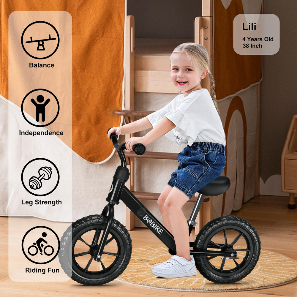 Bobike no-pedal balance bike promotes early balance training for toddlers.