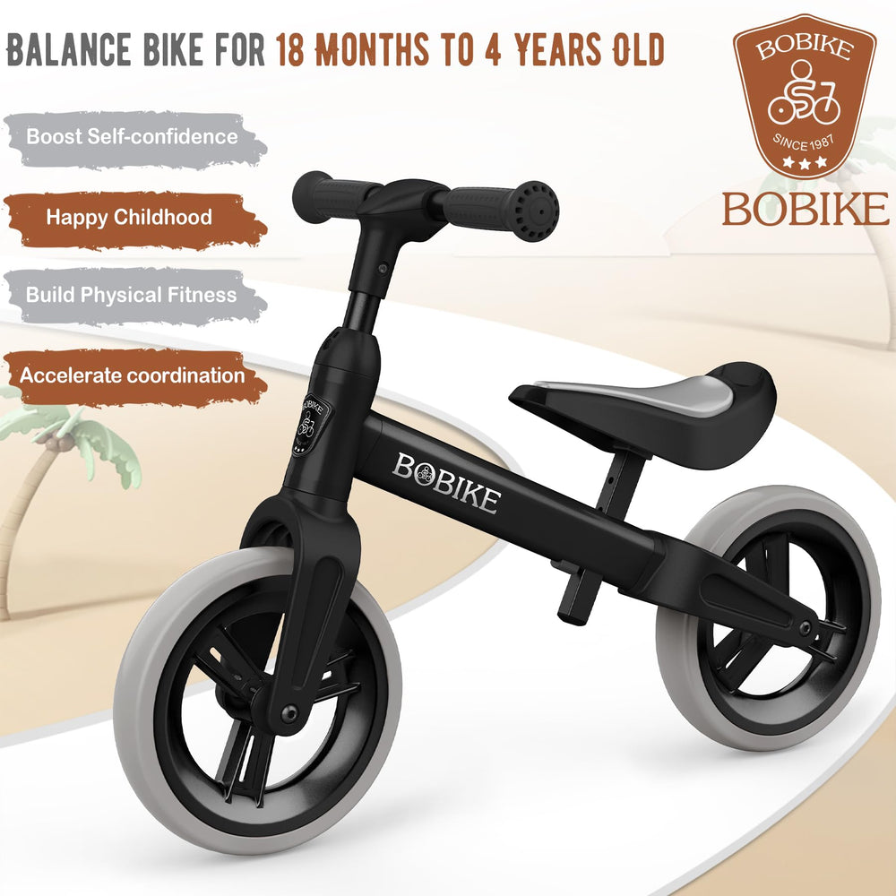 Bobike Toddler Balance Bike side view highlighting adjustable seat for growing kids