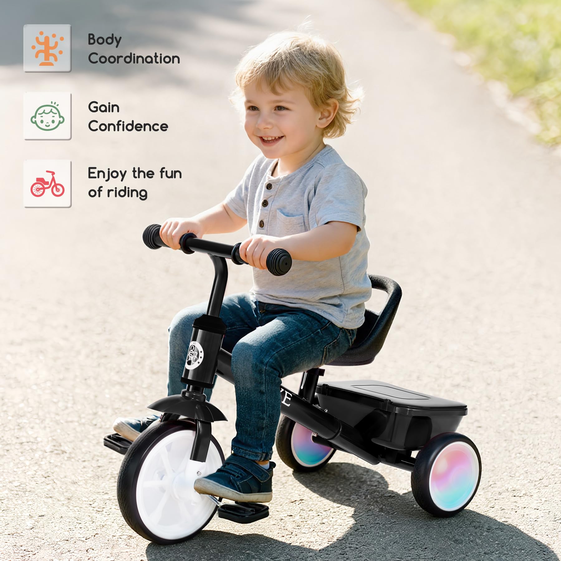 Bobike backrest-handle adds comfort and easy transport of the tricycle