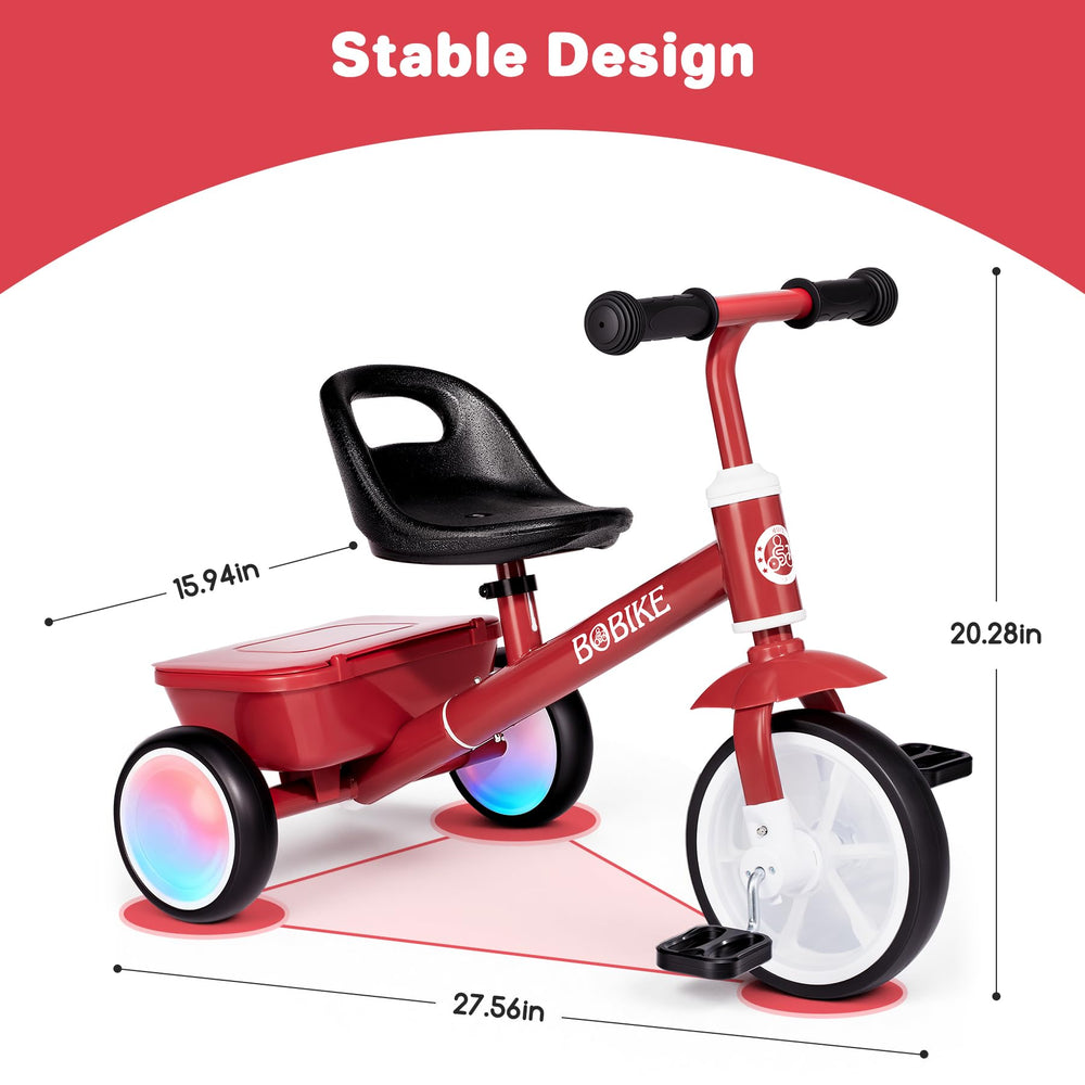 Bobike Toddler Tricycle non-slip handles and silent wheels protect indoor floors