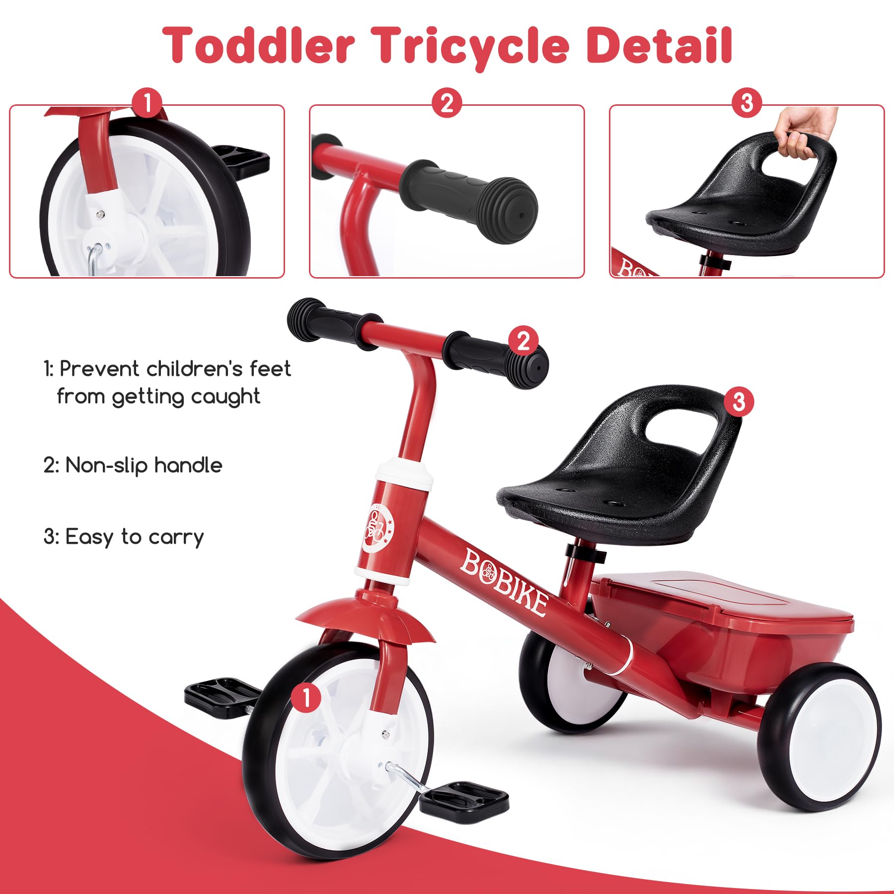 Bobike Toddler Tricycle sturdy triangle frame ensures stable rides