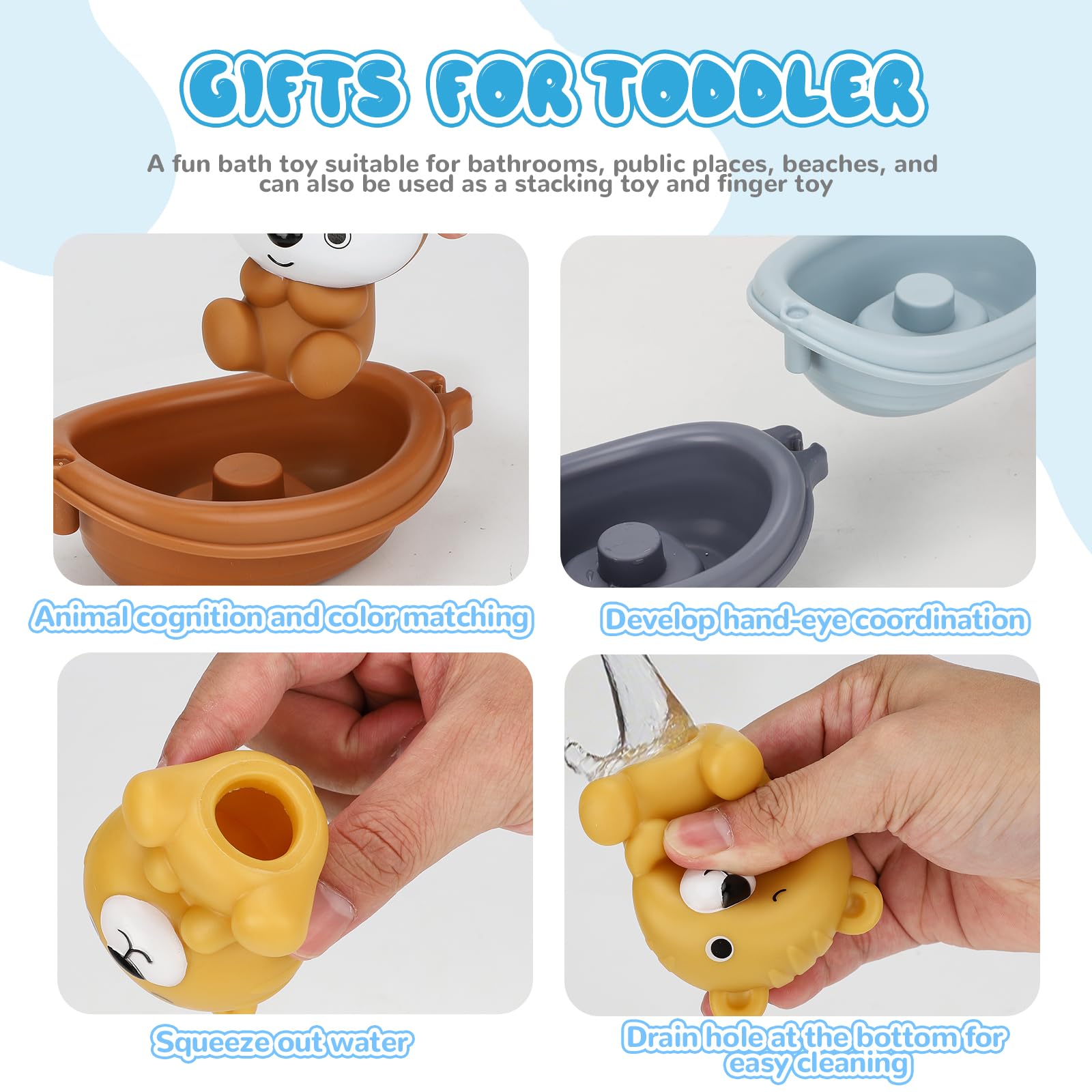 BOBOBELL easy-to-clean design helps keep bath time tidy and simple.