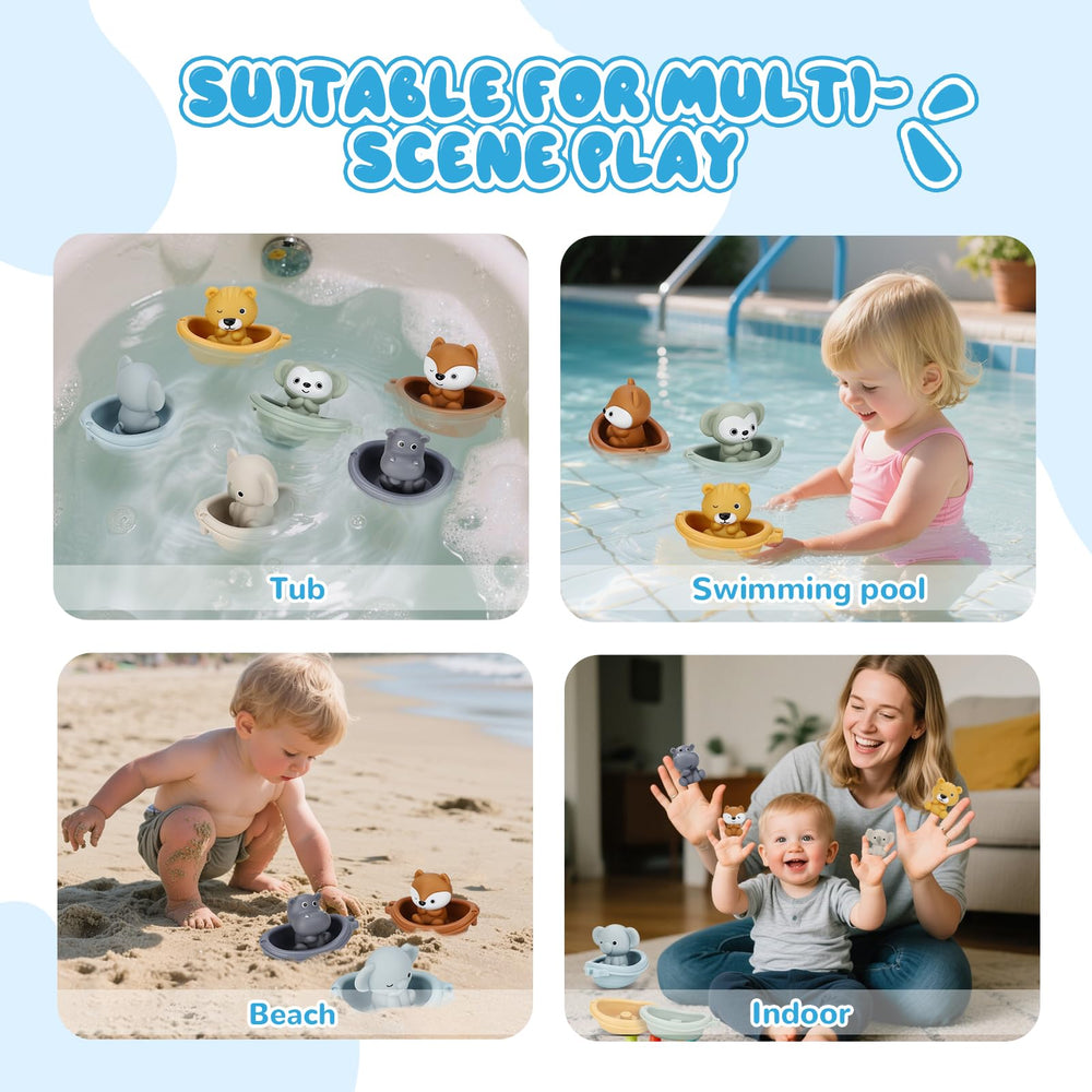 BOBOBELL variety of animal figures enhances tub play and imaginative exploration.