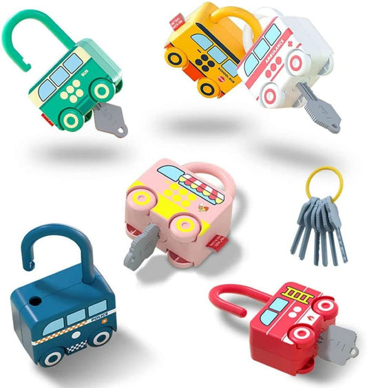 Bobotanco Montessori police car toy for early number recognition and fine motor play