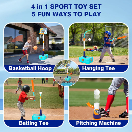 BOBUEXER 4-in-1 hoop with T-ball attachment for varied activities.