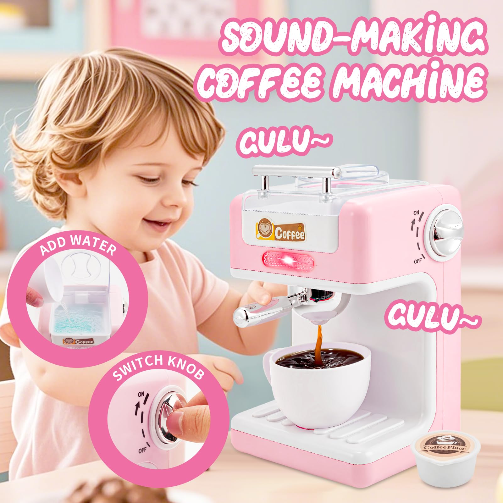 BOBUEXER play kitchen mixer whirling together pretend batter and sounds.