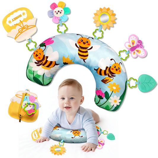 BOHEMIABY Bee Baby Tummy Time Pillow full setup supports early exploration