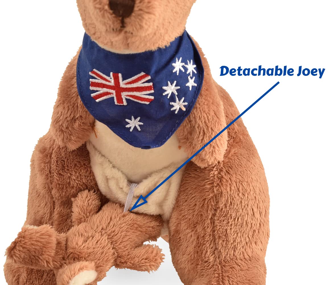 BOHS plush kangaroo showing soft fabric texture for cuddly hugs and bedtime snuggles.