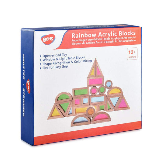 BOHS Rainbow Sensory Blocks with sunlight reflection for color exploration.