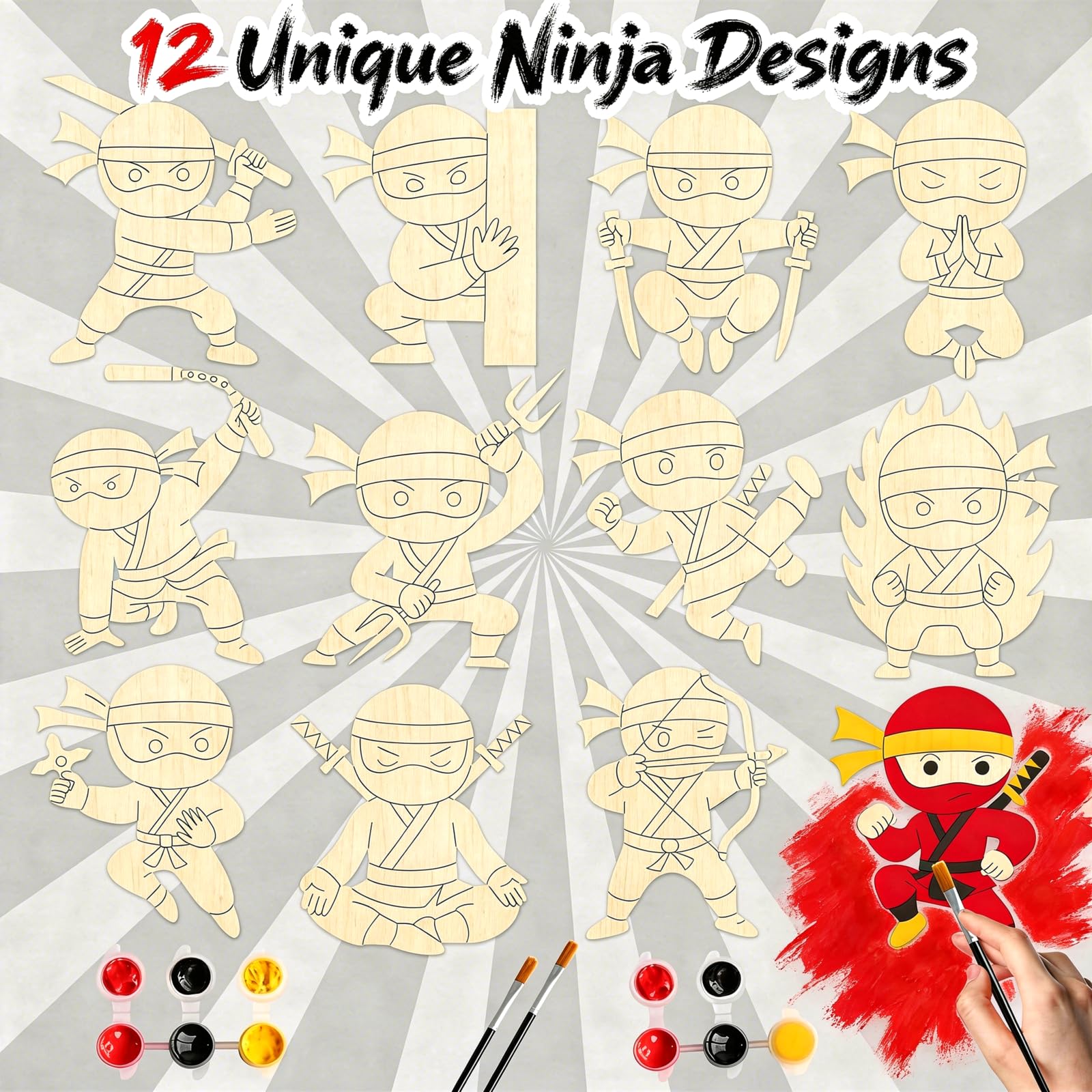 BOIKOKY paintbrush included for precise ninja coloring