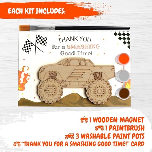 BOIKOKY wooden monster truck magnet ready to be personalized by kids.