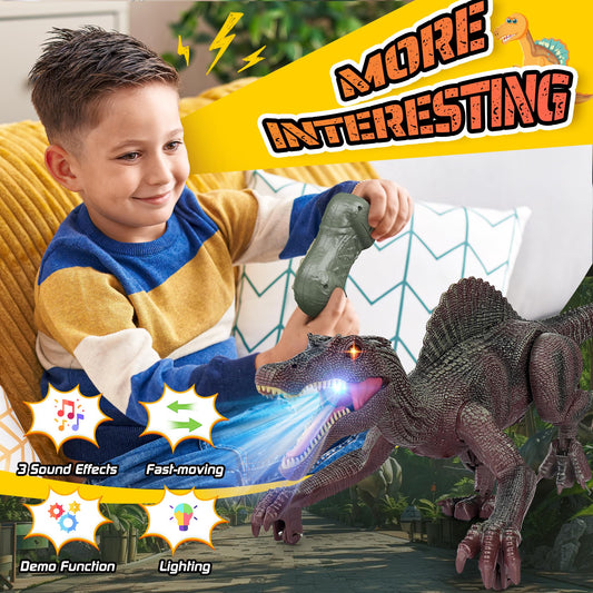 Bokigibi RC dinosaur roars with varied sounds for interactive storytelling.