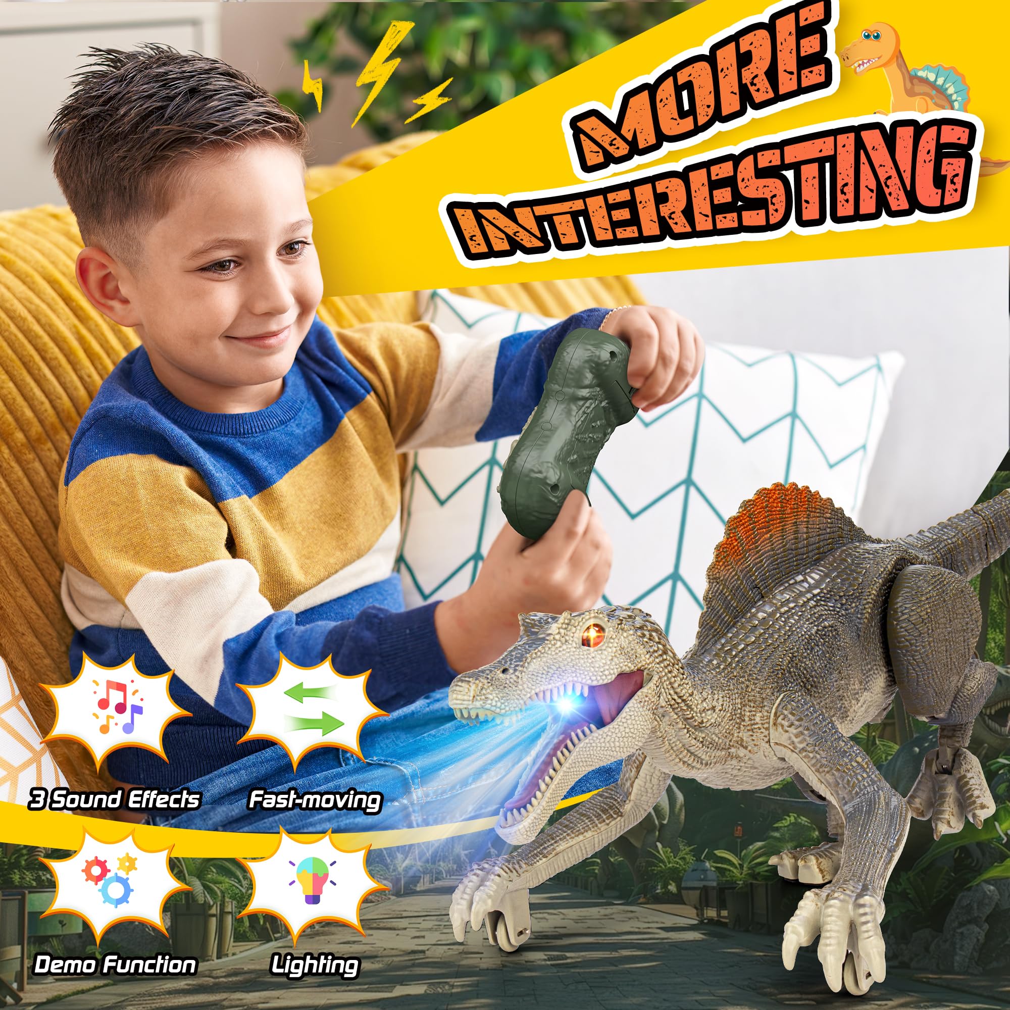 Bokigibi dinosaur RC toy featuring 3D eyes for lifelike expression
