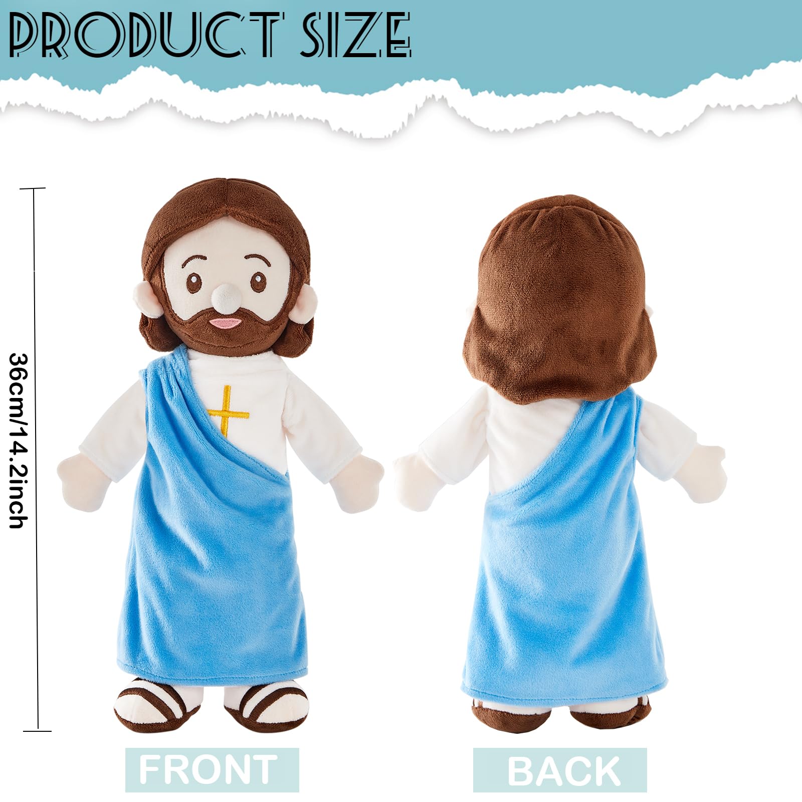 BOKUFLY Jesus plush doll cross-embroidered robe emphasizes faith symbol