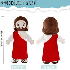 BOKUFLY Jesus Plush Doll features detailed face embroidery for lifelike expression.