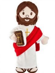 BOKUFLY Jesus plush doll featuring robe and book embroidery with cross details