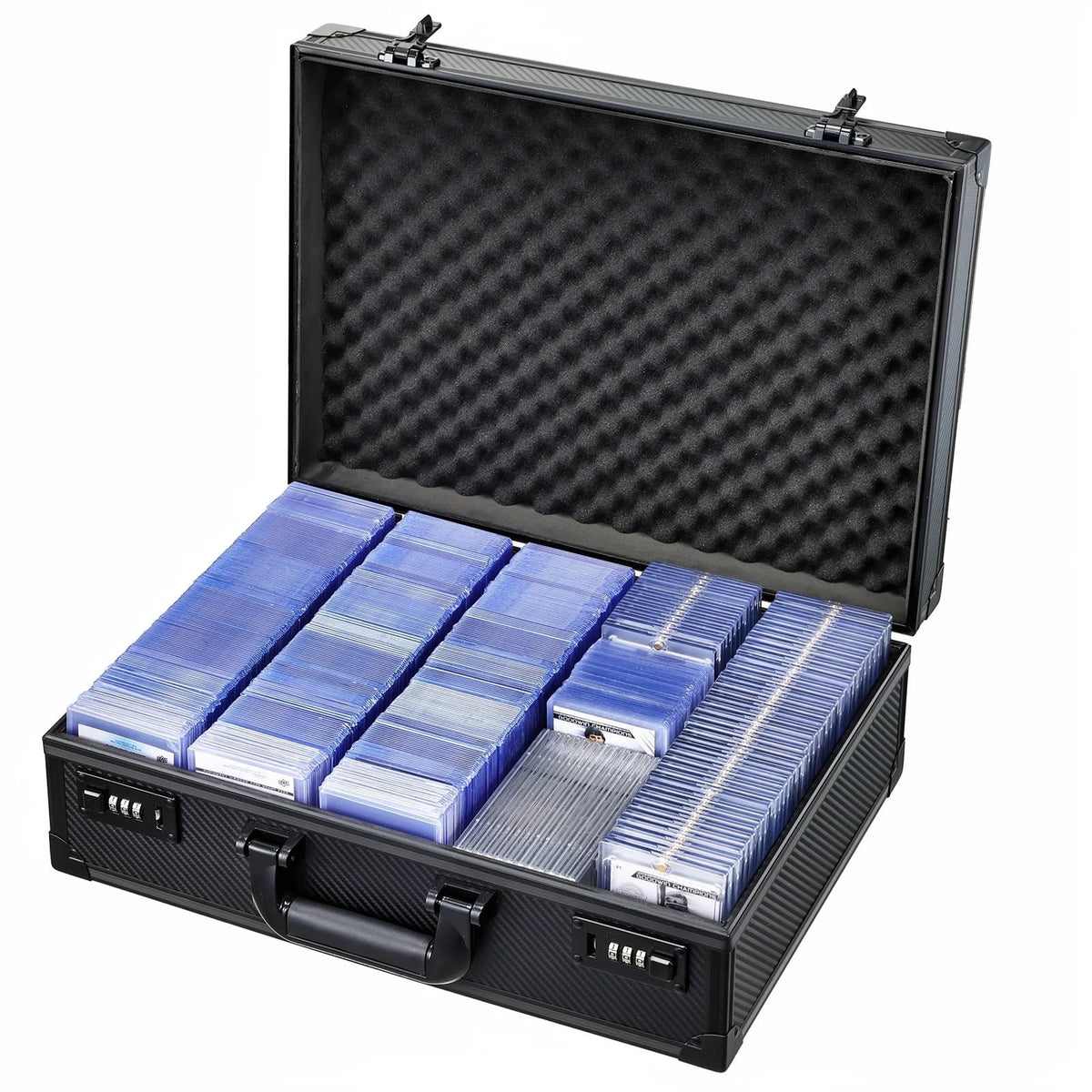 Boldblox card storage box exterior in carbon fiber texture for a premium, durable display.