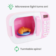 Boley pink microwave playset hot dog accessory promoting pretend snacking and play
