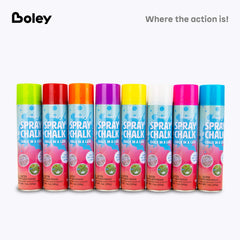 Boley spray chalk yellow can brightens sidewalks with easy, washable color.
