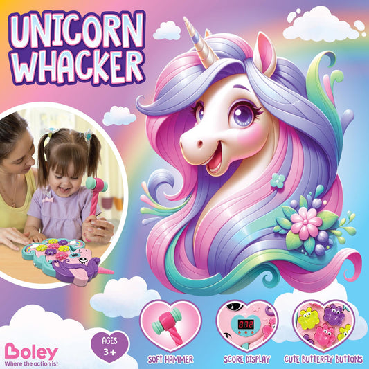 Boley Unicorn Hammer sounds provide interactive feedback for auditory development during play.