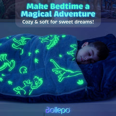 Bollepo kids sleeping bag with pillow pocket, cozy interior for naps and camping.