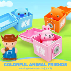 BOLZRA Farm Animals Train Toy: barns numbered 1–10 with colored dots for counting.