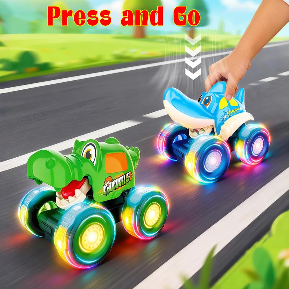 Bolzra monster truck crocodile in green with flashing LEDs during floor play