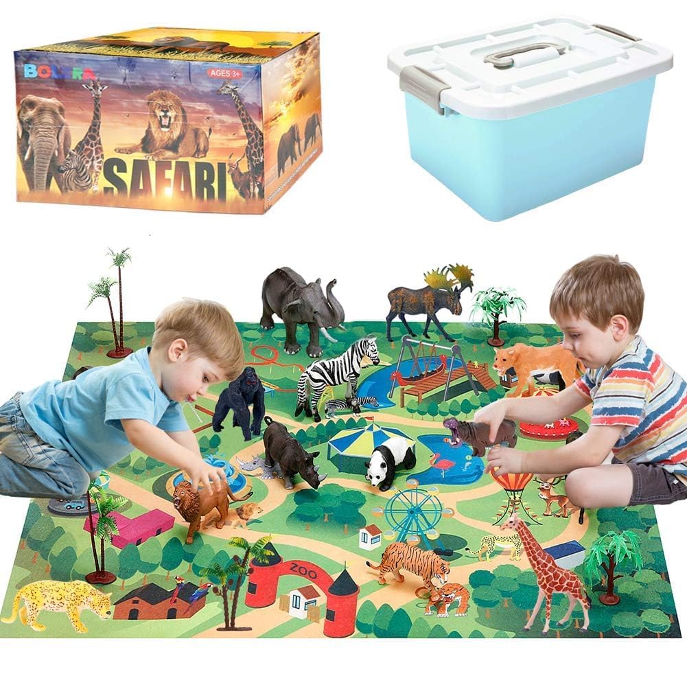 BOLZRA safari animals figures for imaginative play and vocabulary building.