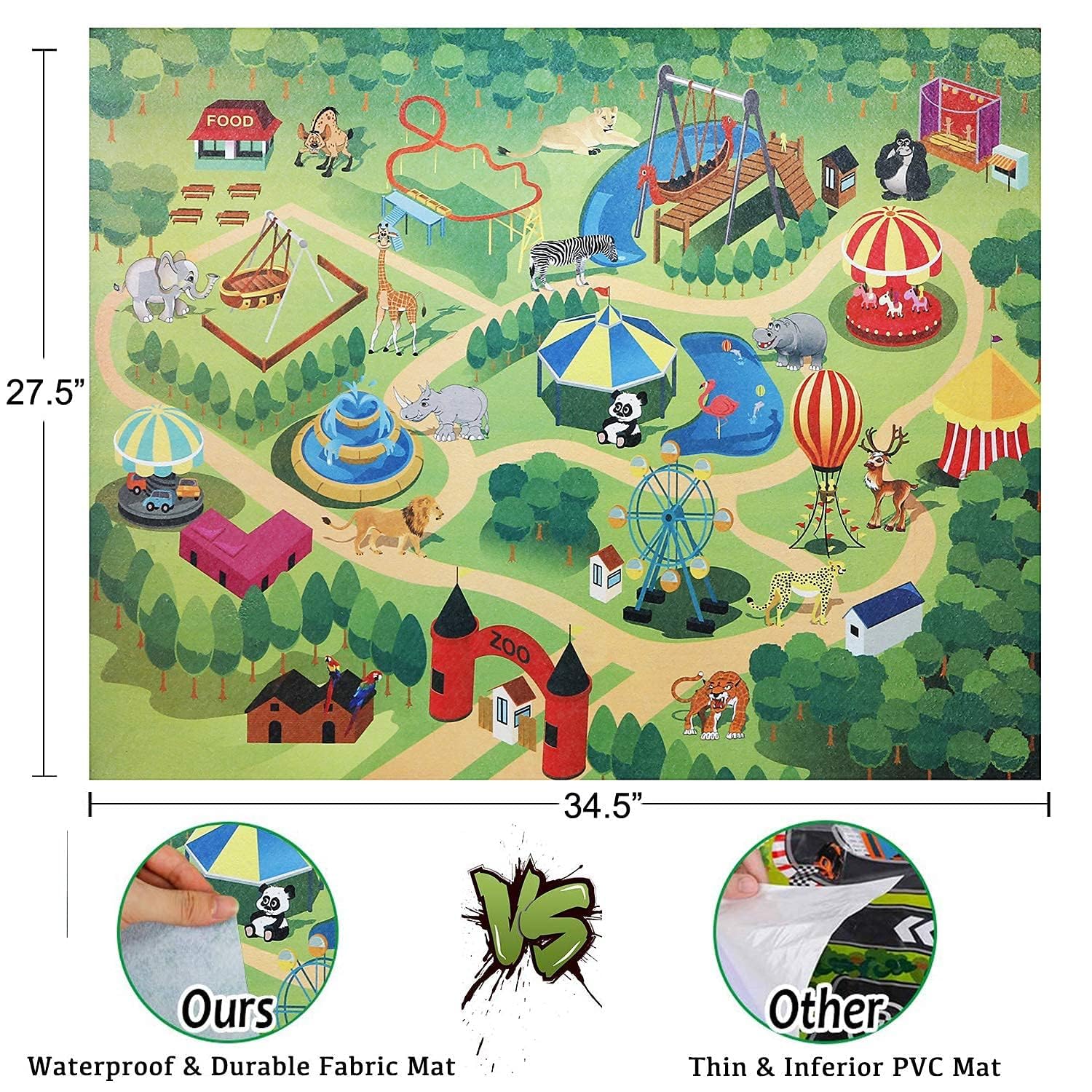 BOLZRA zoo park play mat provides generous space for group play.