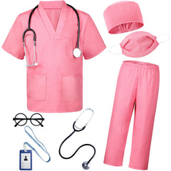 BOMLY Doctor Scrubs 7pc Pink Set boosts imaginative play and roleplay fun