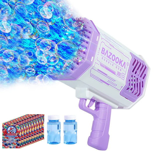 BOMOCO bubble gun with 69 holes for high-output bubbles during outdoor play.