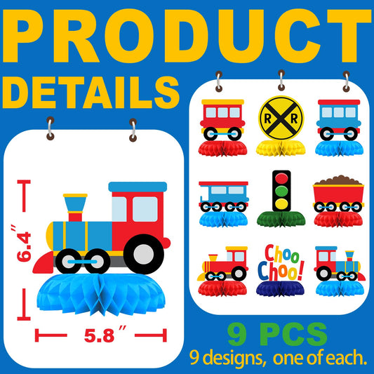 BonBeeDesign colorful train toppers brighten tables with vibrant non-fading colors