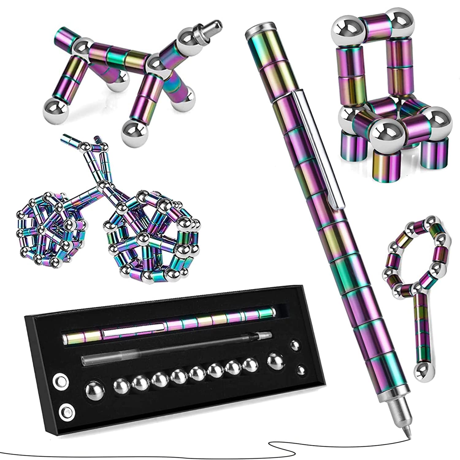 Boncty magnetic pen package with rings and balls for creative play