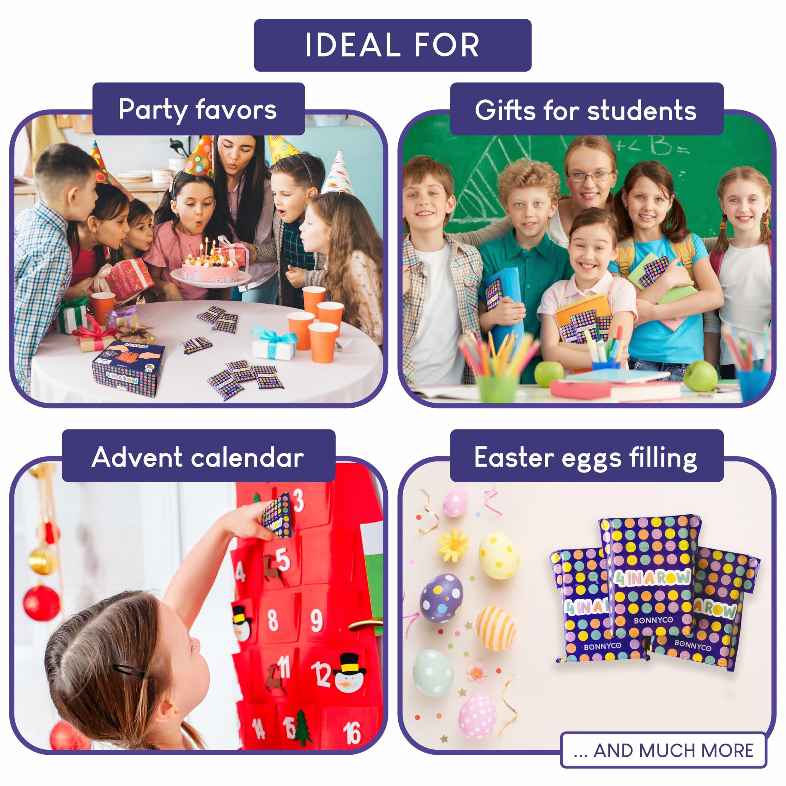 BONNYCO 4 in a Row for ages 5 plus, promotes face-to-face play.