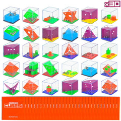 BONNYCO brain teaser cubes in assorted colors for kids' party favors and screen-free play.