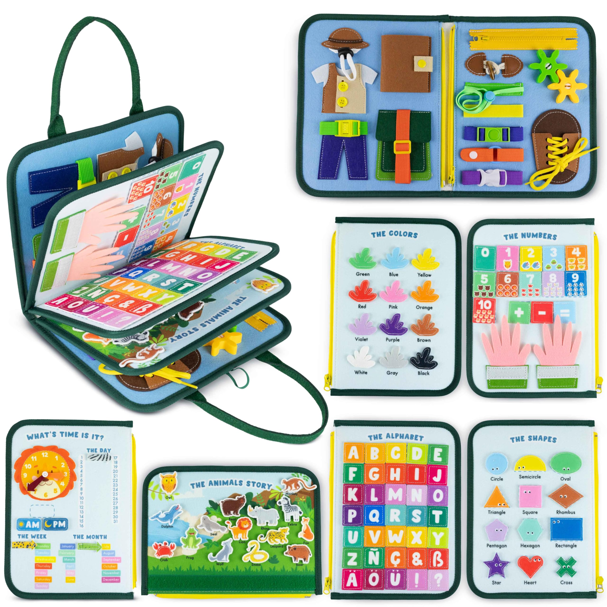 BONNYCO Busy Board Animal: eight activity panels boost fine motor skills during travel.