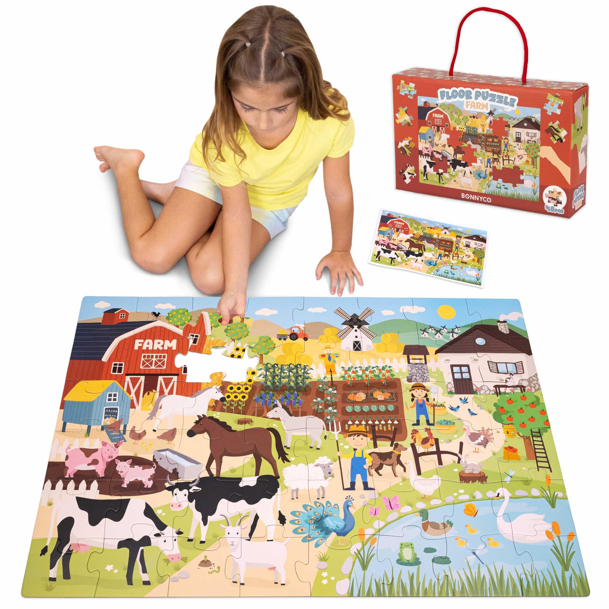Bonnyco farm animals giant puzzle landscape for kids enhances exploration