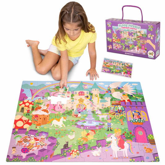 Bonnyco giant floor puzzle castle scene for family play and imaginative storytelling.
