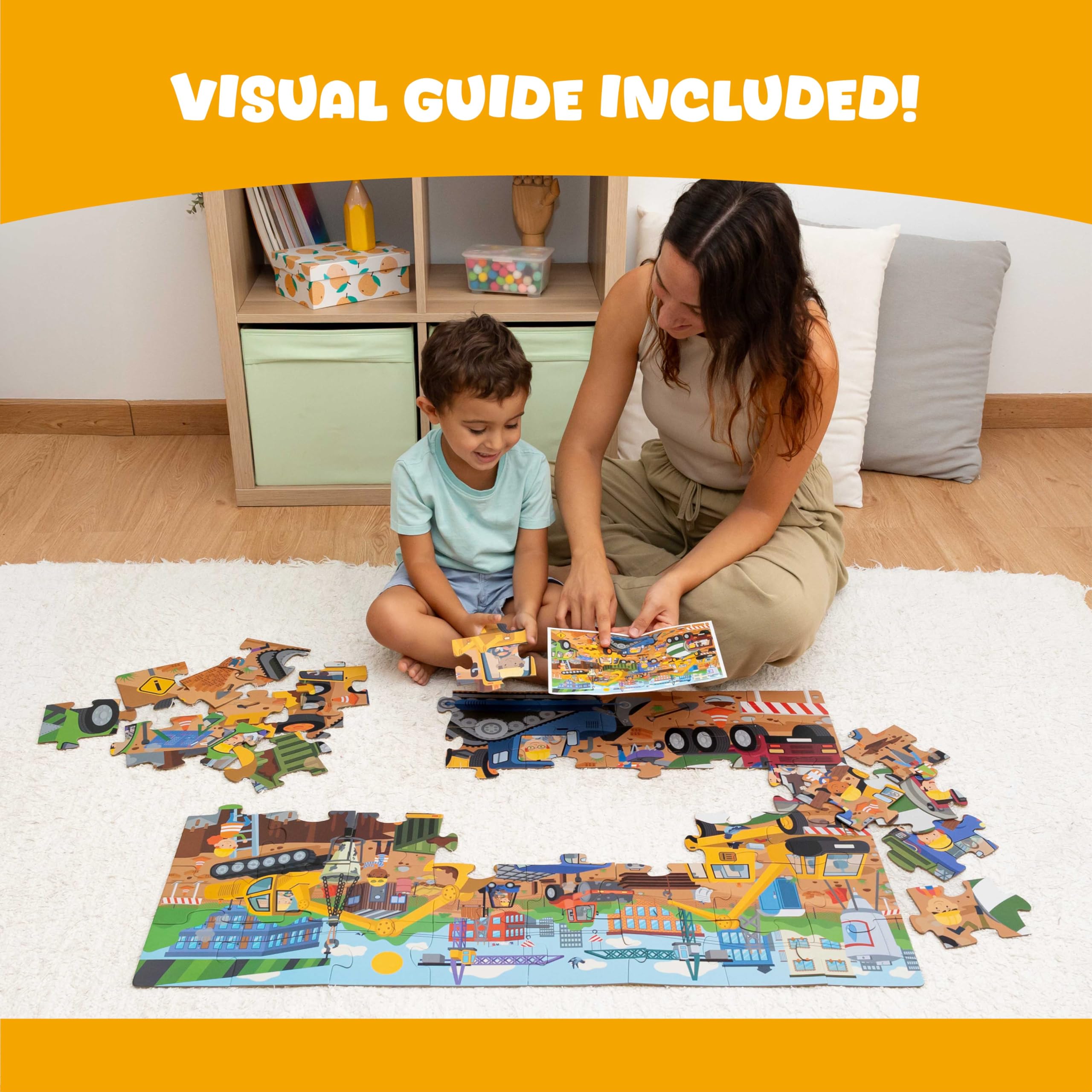 BONNYCO Giant Floor Puzzle cement mixer: vivid imagery encourages scene exploration.