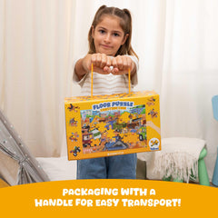 BONNYCO Giant Floor Puzzle construction site bulldozer: durable pieces survive repeated play sessions.