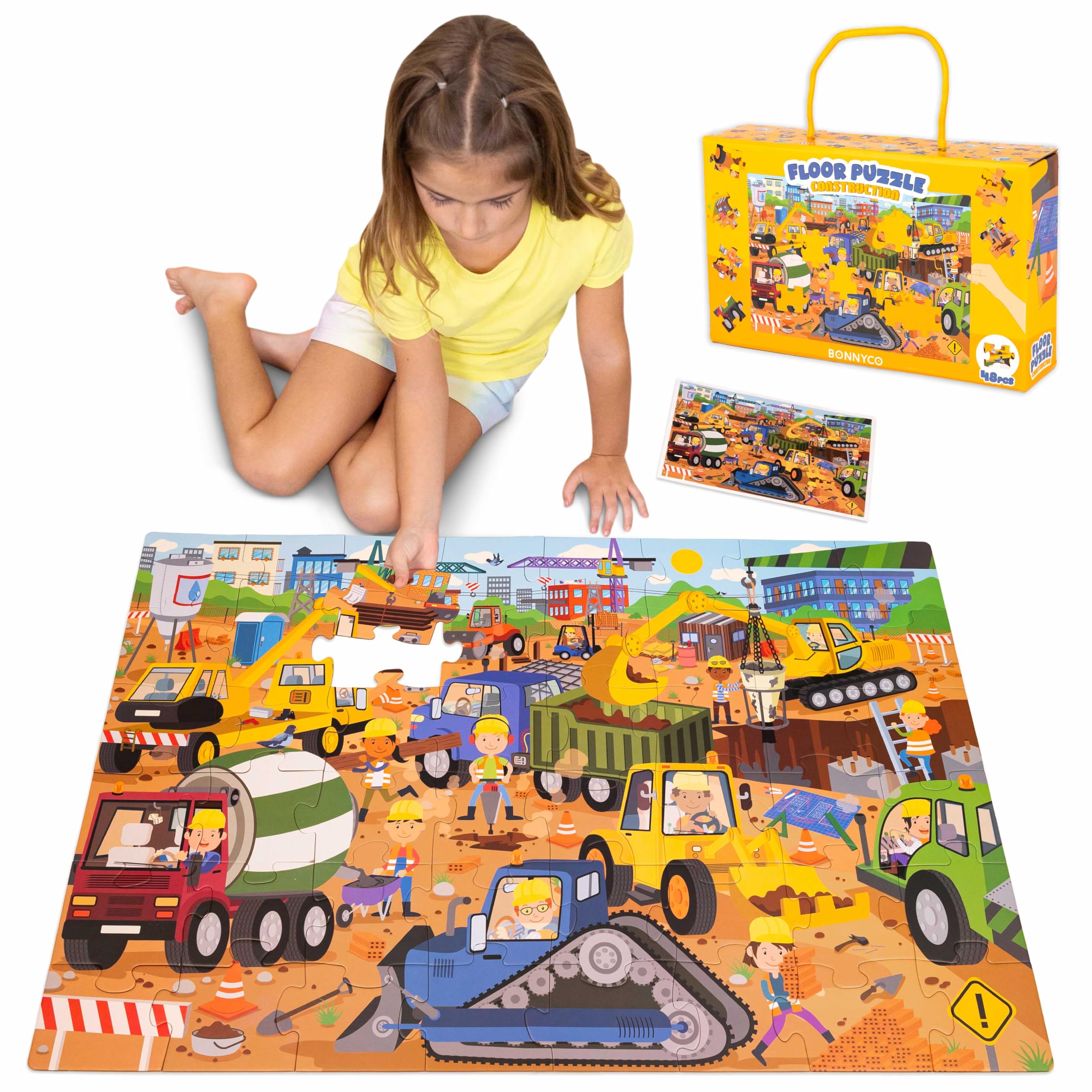 BONNYCO Giant Floor Puzzle construction site crane: boosts imaginative play and fine motor skills.